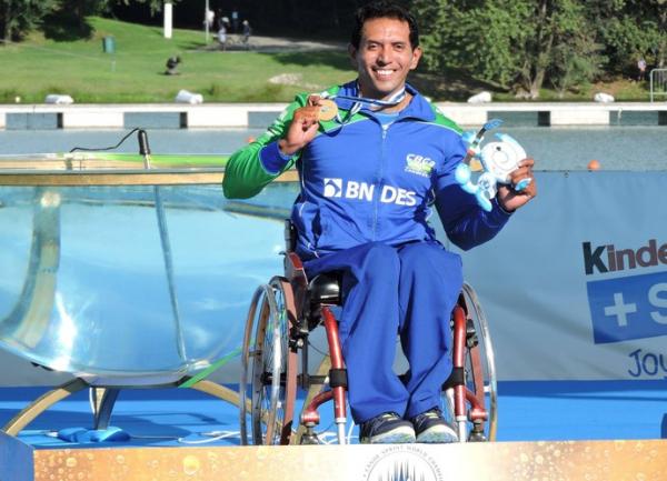 Luis Carlos Cardoso, no Mundial de Paracanoagem.(Imagem:Divulgação / CBCa)