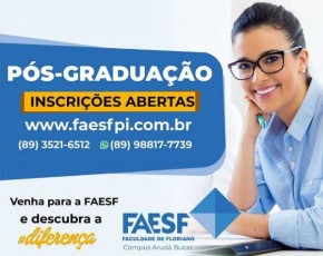 Faça sua inscrição gratuita para cursos de Pós-Graduação na FAESF.(Imagem:Divulgação)