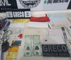 Suspeitos de falsificar cheques são presos em banco no Centro de Teresina.(Imagem:Divulgação/ Greco)