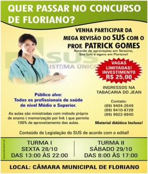 Atenção: Vem aí o Concurso de Floriano prepare-se(Imagem:Divulgação)