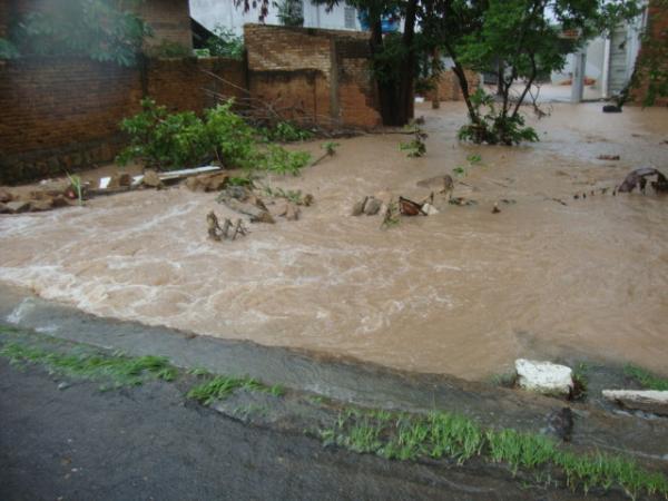 A água invadiu casas, quintais, terrenos e ruas(Imagem:redação)