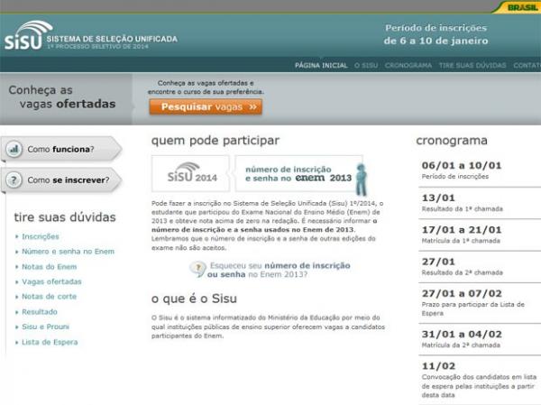 Sisu terá 171 mil vagas em cursos superiores; inscrição abre segunda(Imagem:Reprodução/Inep)