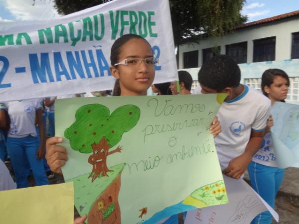 Alunos realizaram caminhada pela preservação do Meio Ambiente em Floriano.(Imagem:FlorianoNews)