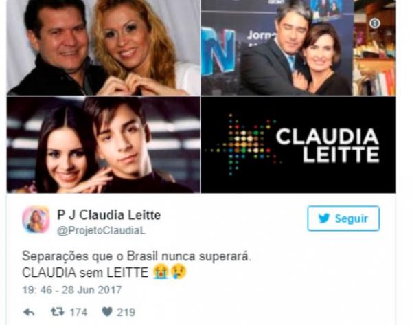 Claudia retira o sobrenome Leitte e fãs criticam(Imagem:Twiter)