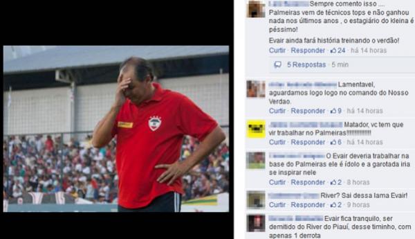 Torcedores dão apoio a Evair nas redes sociais e pedem que ele treine Palmeiras.(Imagem:Reprodução/Facebook)