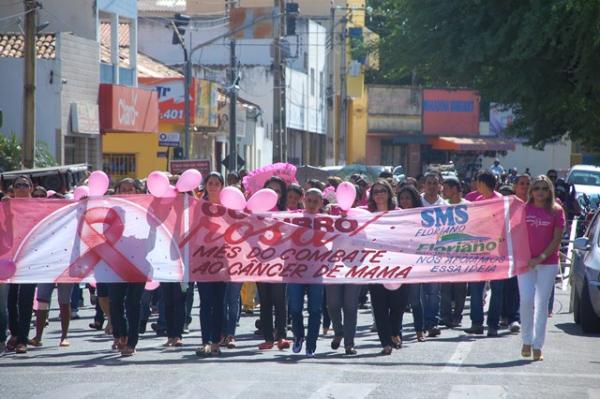 Caminhada Outubro Rosa mobilizou população florianense.(Imagem:Waldemir Miranda)