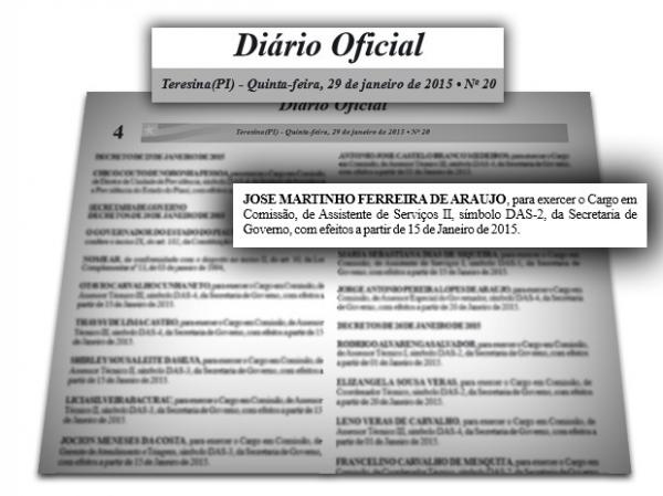 Diario Oficial publicou nomeação de motorista nessa quinta-feira.(Imagem:Reprodução/Comepi)