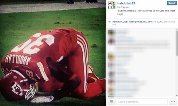 Husain Abdullah postou imagem da sua comemoração em uma rede social.(Imagem:Reprodução / Instagram)