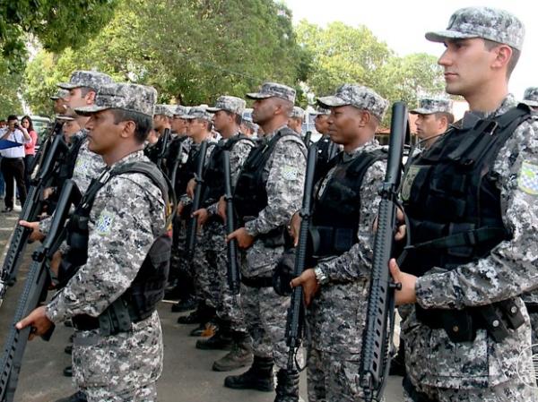 Homens da Força Nacional de Segurança em Teresina.(Imagem:Reprodução/TV Clube)