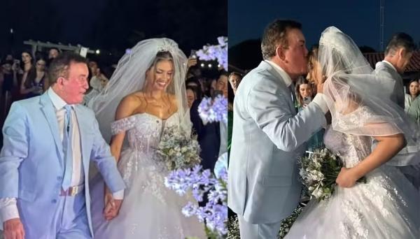 O casamento de Amado Batista com a Miss Calita Franciele.(Imagem: Dreams Films/Reprodução/Instagram)