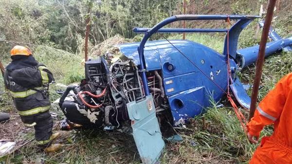 Local da queda do helicóptero em Caieiras, na Grande São Paulo.(Imagem:Divulgação/Bombeiros/Defesa Civil)