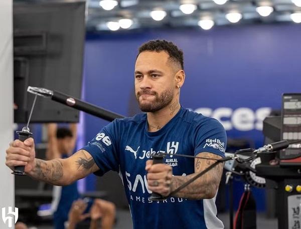 Neymar, em treino físico no Al-Hilal recentemente.(Imagem:Divulgação/Al-Hilal)