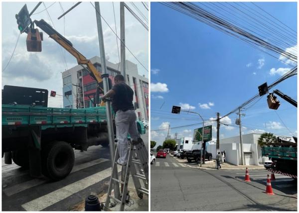 Sutran de Floriano realiza sinalização vertical em vias do município.(Imagem:Secom)