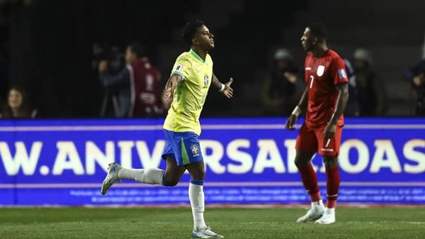 Rodrygo fez o gol da vitória do Brasil contra o Equador(Imagem:Heuler Andrey/Eurasia Sport Images/Getty Images)