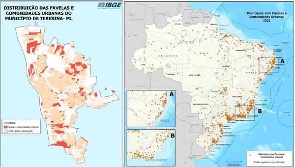 IBGE 2022: Piauí tem quase 200 mil pessoas vivendo em favelas e comunidades urbanas; 98% em Teresina (Imagem:IBGE)