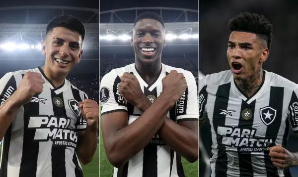 Almada, Luiz Henrique e Igor Jesus podem aparecer no futebol europeu em 2025.(Imagem:Vitor Silva/Botafogo; Guito Moreto/Agência O Globo)