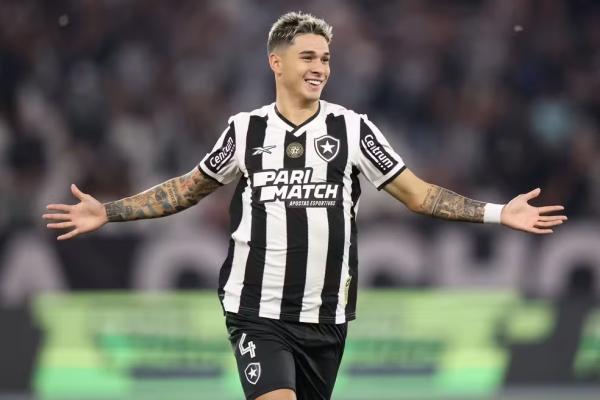 Mateo Ponte comemora gol pelo Botafogo.(Imagem:Vitor Silva / Botafogo)