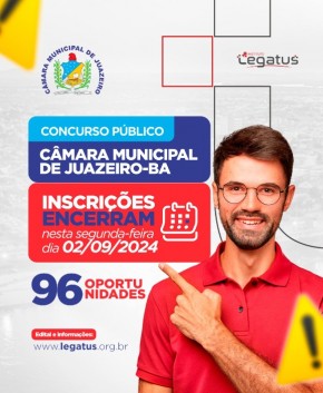 Câmara de Juazeiro-BA tem concurso com 94 vagas.(Imagem:Reprodução/Instagram)