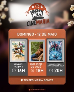 Vem pro Cine Maria! Atrações imperdíveis no Teatro Maria Bonita em Floriano neste domingo.(Imagem:Reprodução/Instagram)