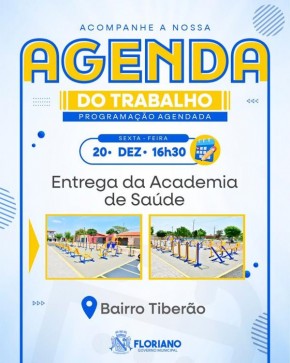 Prefeitura de Floriano entrega academia de saúde no bairro Tiberão.(Imagem:Secom)