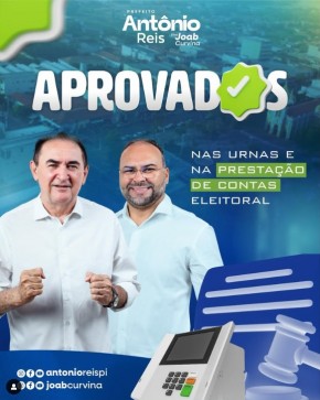 Contas eleitorais de Antônio Reis e Joab Curvina são aprovadas pela Justiça Eleitoral(Imagem:Reprodução/Instagram)