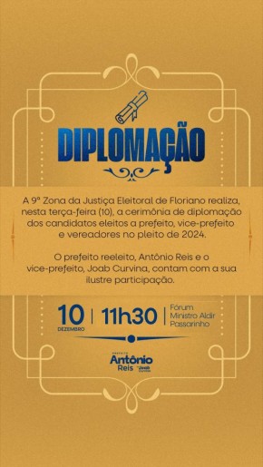  Justiça Eleitoral realizará cerimônia de diplomação dos eleitos em Floriano.(Imagem:Divulgação)