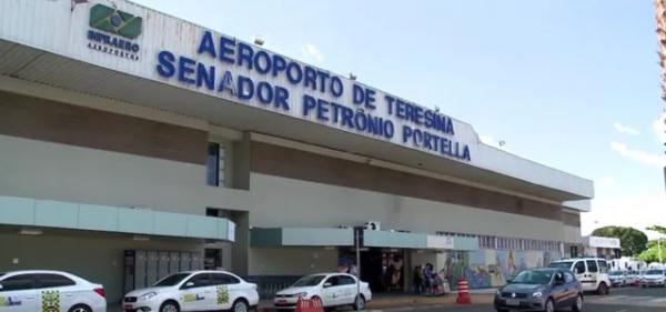 Pista do Aeroporto Petrônio Portella, na Zona Norte de Teresina, passa por manutenção.(Imagem:TV Clube)