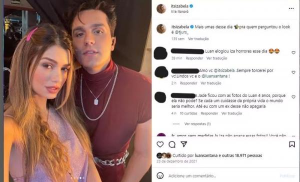 Ex de Luan Santana sofre ataques por manter fotos do cantor em suas redes sociais.(Imagem:Reprodução/Instagram)