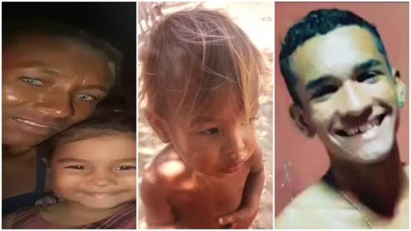 Francisca Maria da Silva, de 32 anos, a filha Lauane da Silva, de 3, o filho Igno Davi da Silva, de 1, e o irmão Manoel Leandro da Silva, de 18, morreram após comer arroz envenenad(Imagem:Montagem/g1)