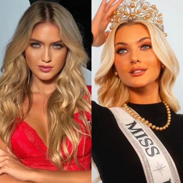 Influenciadora brasileira Maiara Porto é comparada com a Miss Universo 2024, Victoria Kjær Theilvig.(Imagem:Divulgação)