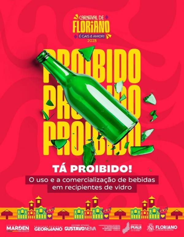 Carnaval de Floriano: Decreto proíbe venda e consumo de bebidas em recipientes de vidro.(Imagem:Secom)