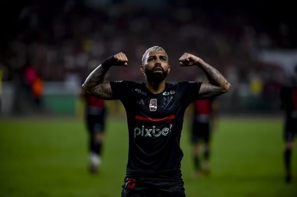 Gabigol comemora seu primeiro gol em 2024 pelo Flamengo.(Imagem:Marcelo Cortes / CRF)