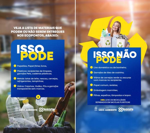 Materiais que podem ou não serem entregues.(Imagem:Secom)