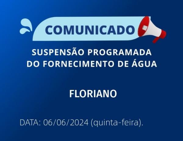 Agespisa comunica suspensão programada do fornecimento de água em Floriano nesta quinta-feira (06).(Imagem:Divulgação)