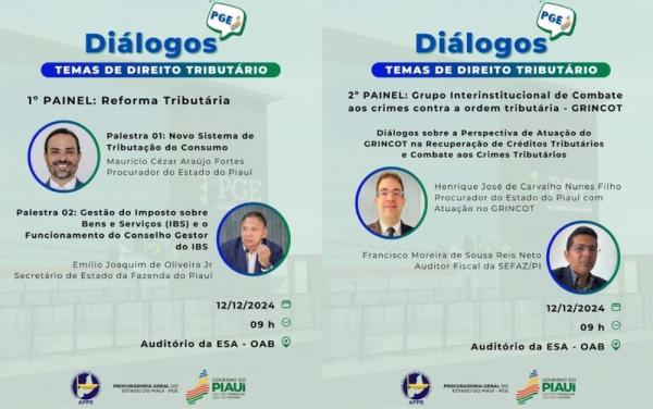  PGE-PI realiza 2ª edição do Projeto Diálogos com o tema Direito Tributário(Imagem:Divulgação)