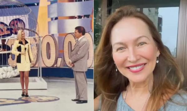 A ex-assistente de palco Adriana Colin com Silvio Santos e atualmente.(Imagem:Reprodução/Instagram)