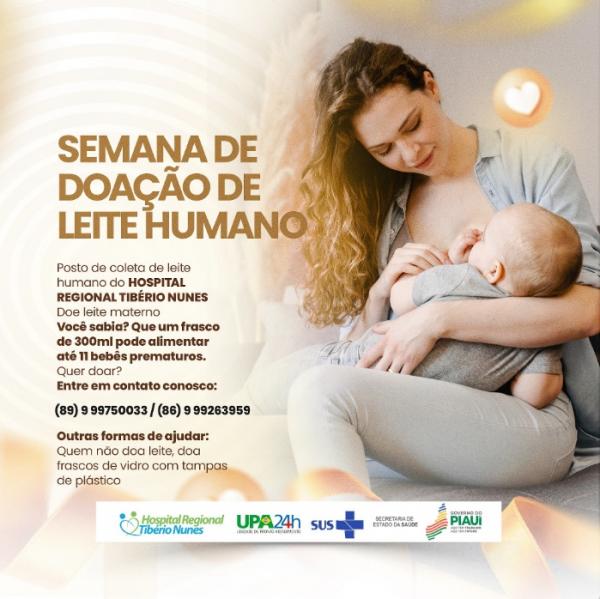 Hospital Regional Tibério Nunes realiza campanha de doação de leite materno em Floriano.(Imagem:Reprodução/Instagram)