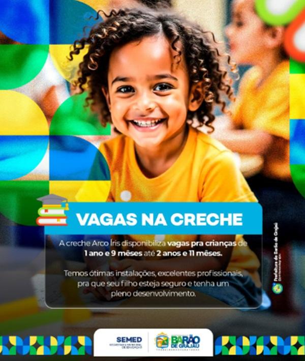 Prefeitura de Barão de Grajaú anunciou vagas na Creche Arco-Íris(Imagem:Divulgação)