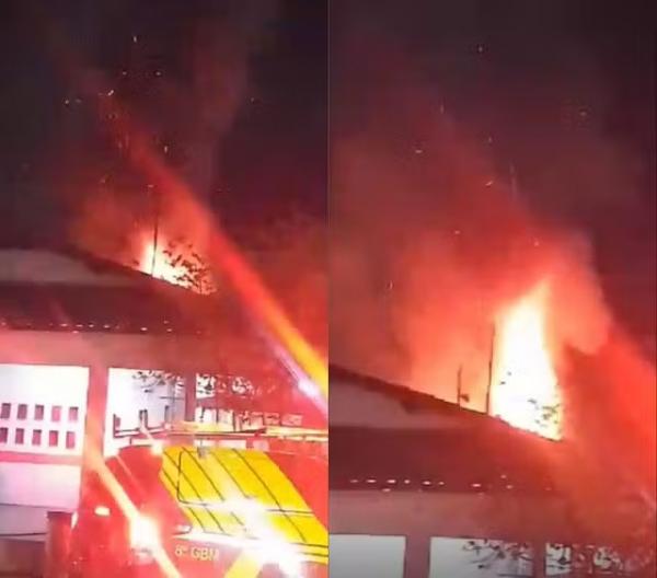 Incêndio atinge Mercado do Produtor e danifica seis boxes em São Raimundo Nonato, no Piauí.(Imagem:Reprodução)