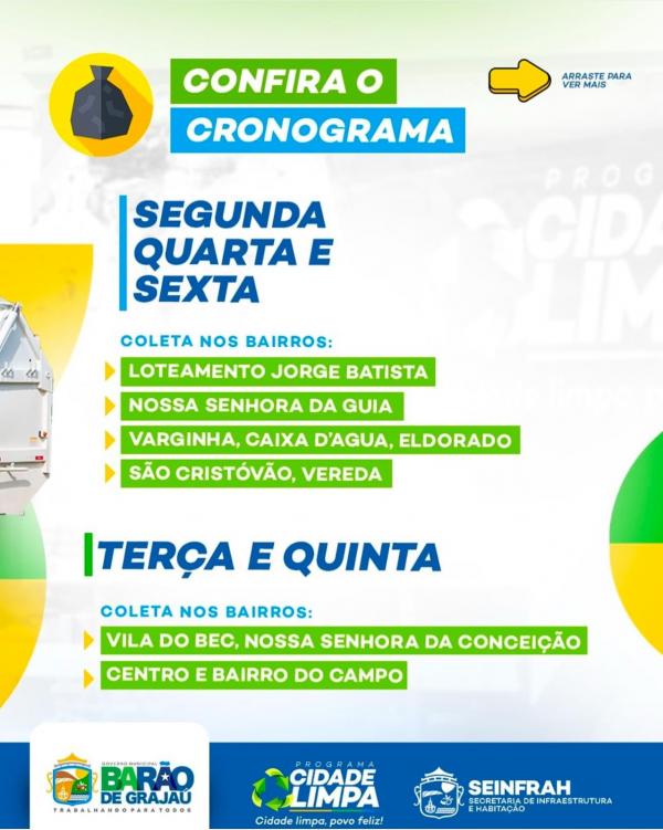 Prefeitura de Barão de Grajaú reforça cronograma de coleta de lixo doméstico.(Imagem:Divulgação)