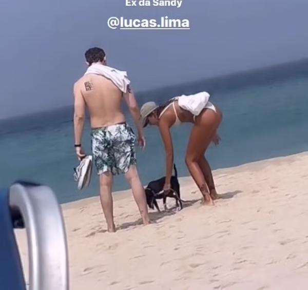 Lucas Lima com Julia Martins na Praia da Barra em março.(Imagem:Reprodução/Instagram)