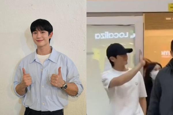 Jung Hae In foi recebido com entusiasmo pelos fãs ao desembarcar no Brasil. O ator realizará seu primeiro ?fan meeting? no país.(Imagem:Instagram/Reprodução)