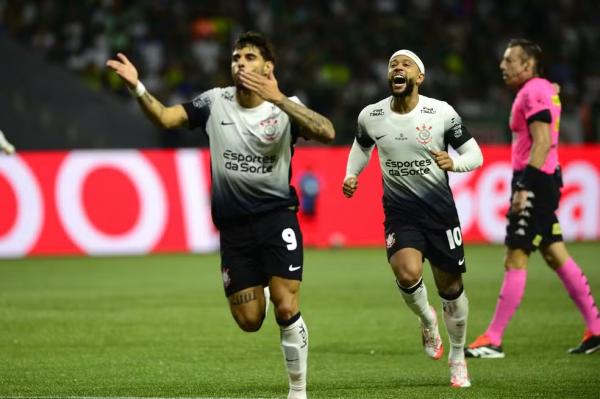 Yuri Alberto comemora gol do Corinthians contra o Palmeiras.(Imagem:Marcos Ribolli)