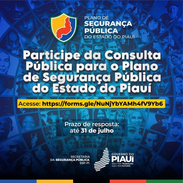 SSP lança formulário de consulta pública para o Plano Estadual de Segurança Pública.(Imagem:Divulgação)