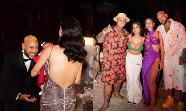 Neymar e Bruna juntos nas comemorações de aniversário do craque.(Imagem:Reprodução/Instagram)