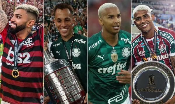 Gabigol, Breno Lopes, Deyverson e John Kennedy: heróis da final única da Libertadores ? Foto:(Imagem:Alexandre Vidal / Marcelo Cortes / Paula Reis / Fl)