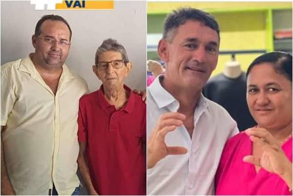 Vereadores David (de blusa clara, à esquerda) e Dedé (de blusa clara, à direita). Eles estão acompanhados dos candidatos a prefeito.(Imagem:Reprodução/Instagram)