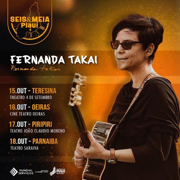 Fernanda Takai vai apresentar quatro shows no Seis&Meia Piauí em outubro(Imagem:Divulgação)