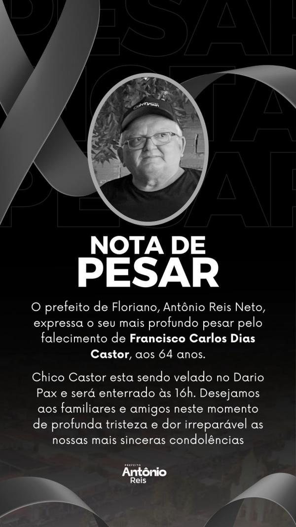 Nota de pesar sobre o falecimento de Chico Castor(Imagem:Divulgação)