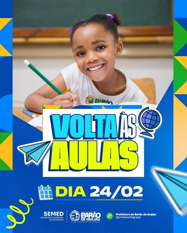 Volta às aulas: Ano letivo começa em Barão de Grajaú no dia 24 de fevereiro.(Imagem:Divulgação)